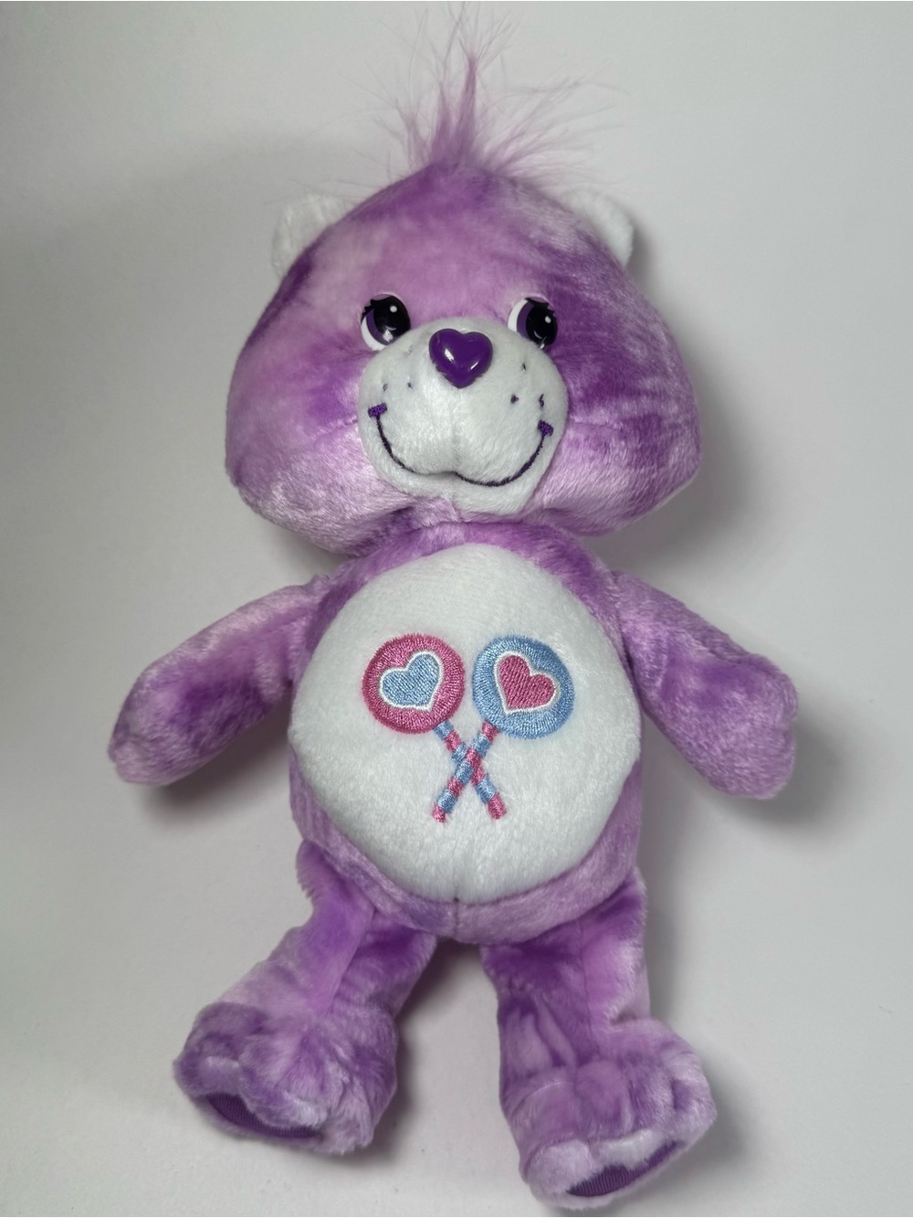 Play Along Vintage Care Bears Plush 2003 Share Bear 8" Beanie Purple Suckers Toy